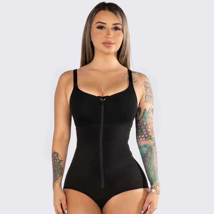 Sculpted Elegance: The Ultimate Black and Skin Harmony Body Suit